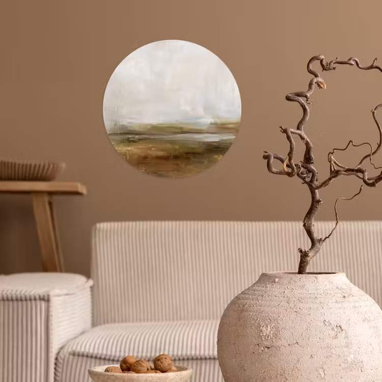 Abstract - Landschap - Natuur - Beige - Bruin Wandcirkel behangsticker klein -sfeer1