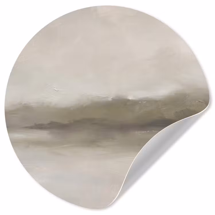 Abstract - Landschap - Nevel - Modern - Grijs Wandcirkel behangsticker klein -3d
