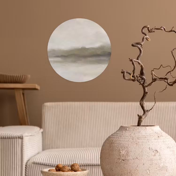 Abstract - Landschap - Nevel - Modern - Grijs Wandcirkel behangsticker klein -sfeer1