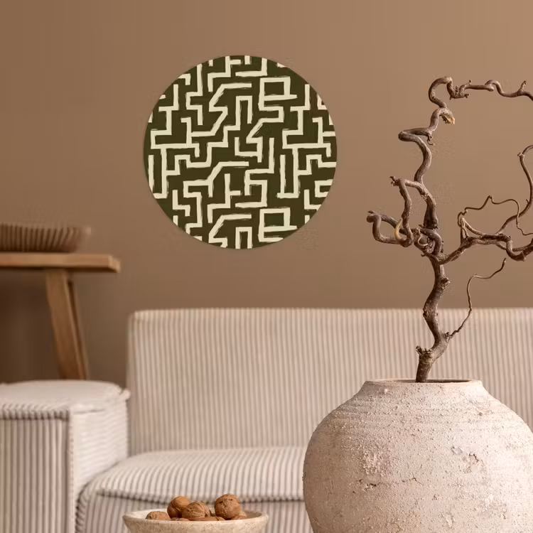 Abstract - Lijnen - Groen Wandcirkel behangsticker klein 186 -sfeer1