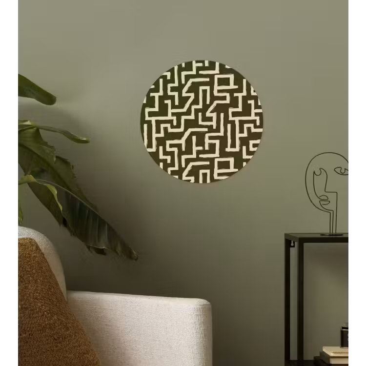 Abstract - Lijnen - Groen Wandcirkel behangsticker klein 186 -sfeer2