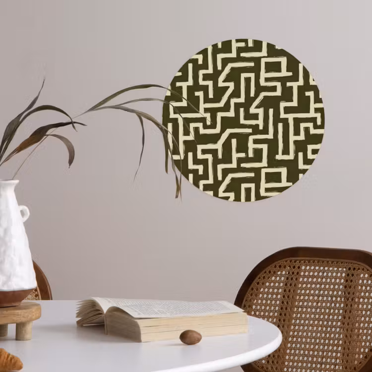 Abstract - Lijnen - Groen Wandcirkel behangsticker klein 186 -sfeer3