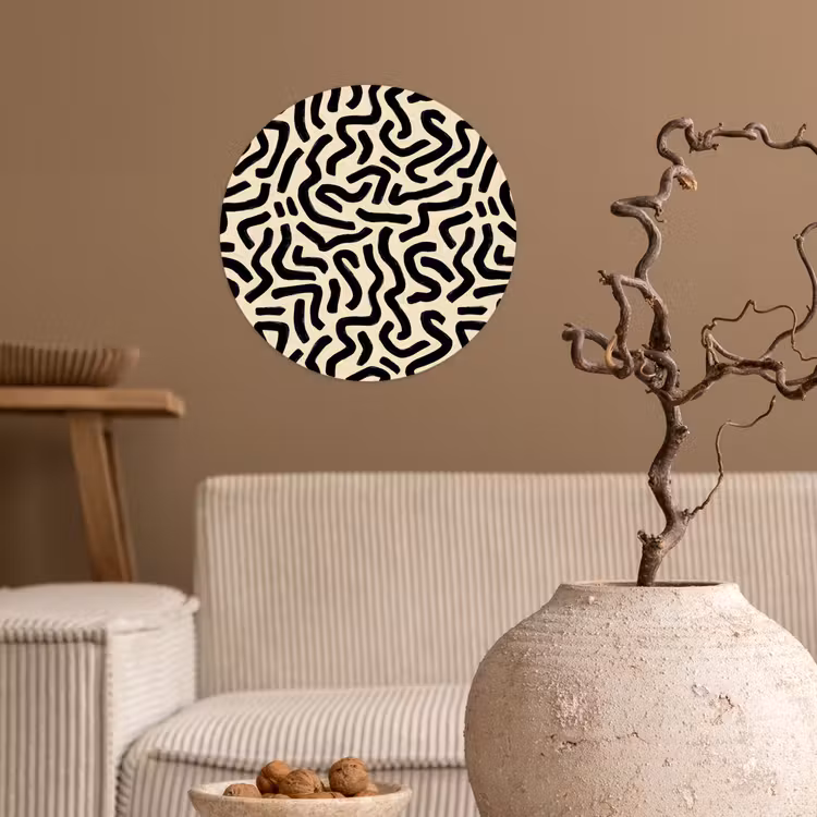 Abstract - Lijnen - Zwart Wandcirkel behangsticker klein 186 -sfeer1