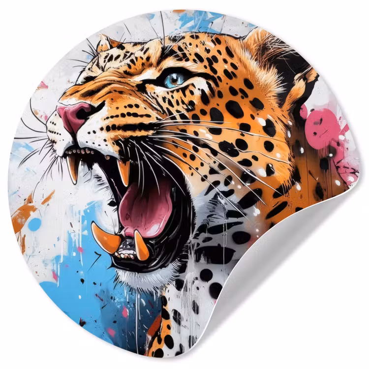 Abstract - Luipaard - Kleurrijk Wandcirkel behangsticker klein -3d