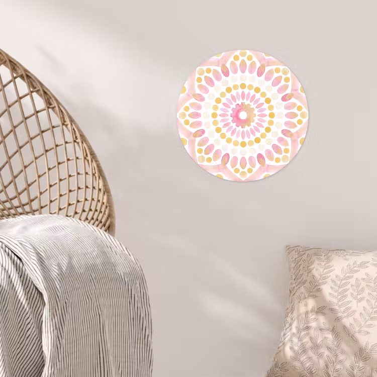 Abstract - Mandala - Kunst - Modern - Roze Wandcirkel behangsticker klein -sfeer4