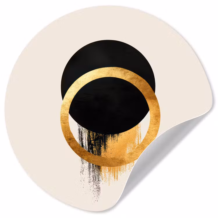 Abstract ontwerp - Zwarte cirkel - Verfvlekken Wandcirkel behangsticker klein -3d
