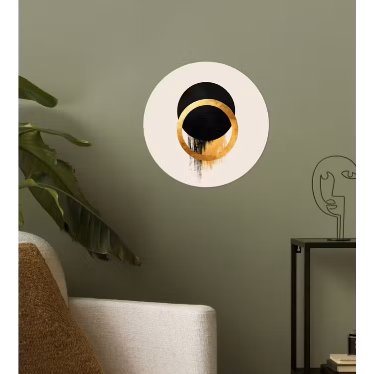 Abstract ontwerp - Zwarte cirkel - Verfvlekken Wandcirkel behangsticker klein -sfeer2