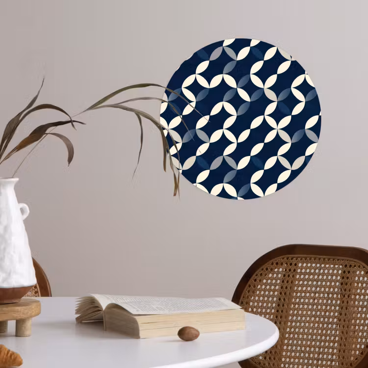 Abstract - Patroon - Blauw Wandcirkel behangsticker klein 186 -sfeer3