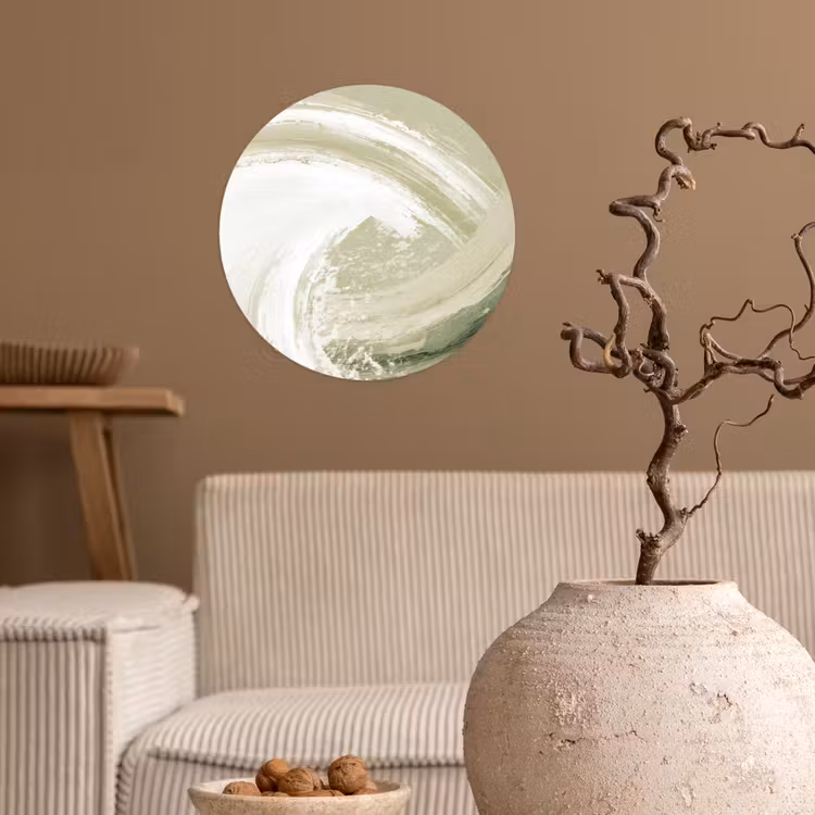Abstract - Penseelstreken - Golven - Groen Wandcirkel behangsticker klein -sfeer1