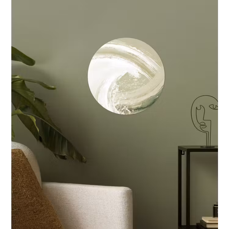 Abstract - Penseelstreken - Golven - Groen Wandcirkel behangsticker klein -sfeer2