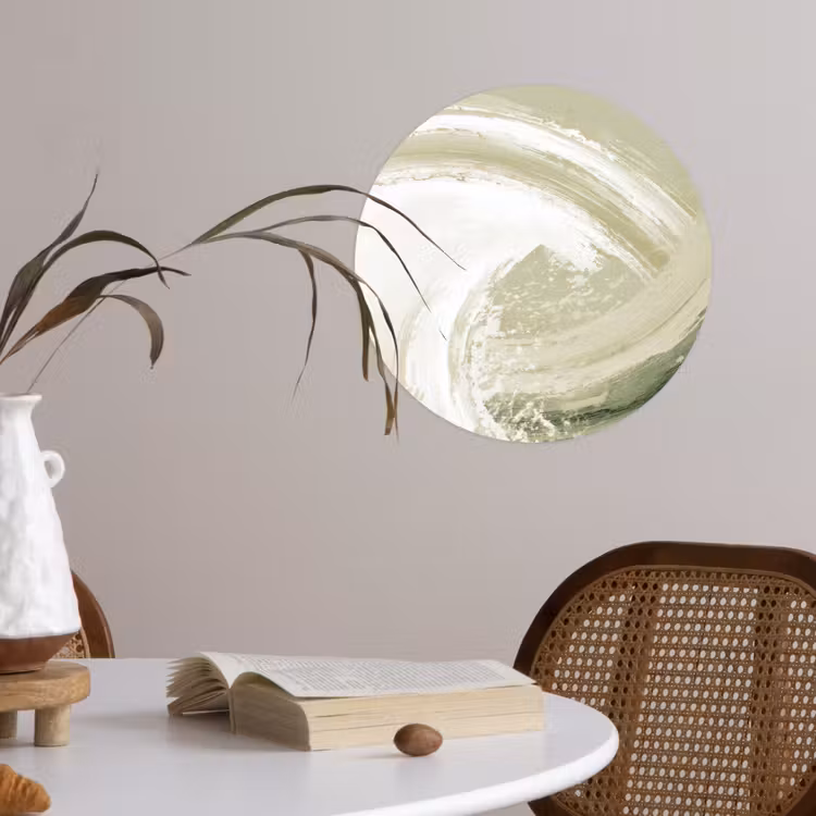 Abstract - Penseelstreken - Golven - Groen Wandcirkel behangsticker klein -sfeer3
