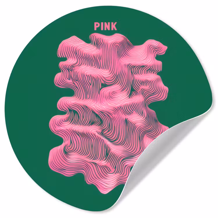 Abstract - Pink - Lijnen - Groen Wandcirkel behangsticker klein -3d