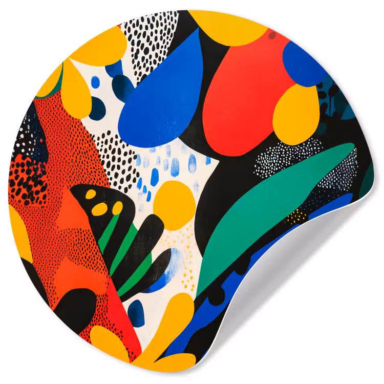 Abstract - Planten - Vormen - Kleurrijk Wandcirkel behangsticker klein -3d