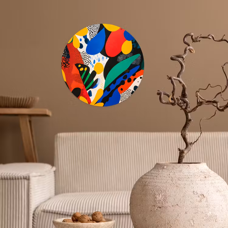 Abstract - Planten - Vormen - Kleurrijk Wandcirkel behangsticker klein -sfeer1