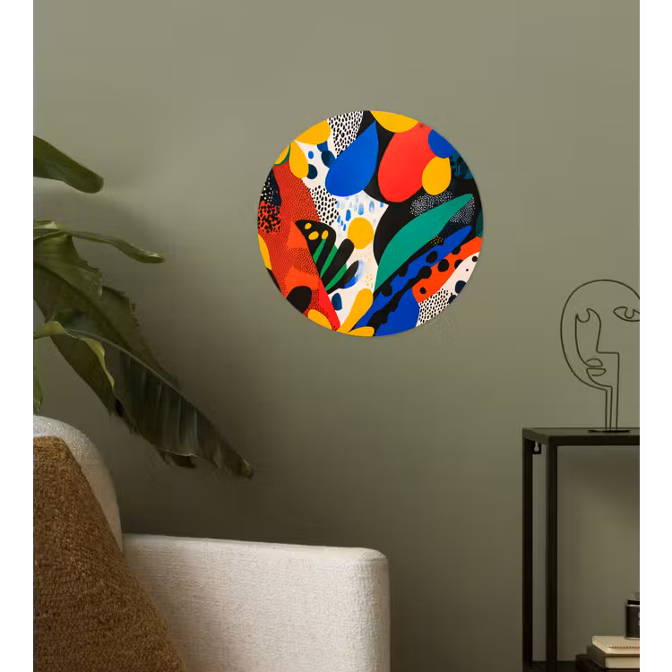 Abstract - Planten - Vormen - Kleurrijk Wandcirkel behangsticker klein -sfeer2