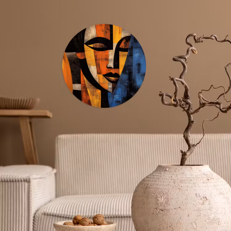 Abstract - Portret - Kleurvakken Wandcirkel behangsticker klein -sfeer1