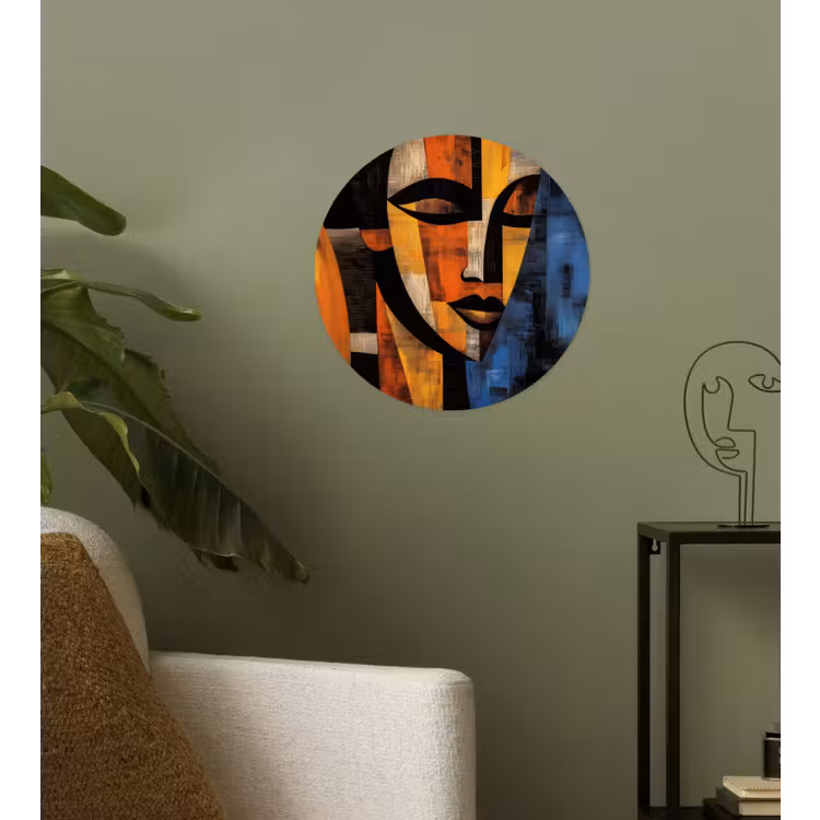Abstract - Portret - Kleurvakken Wandcirkel behangsticker klein -sfeer2