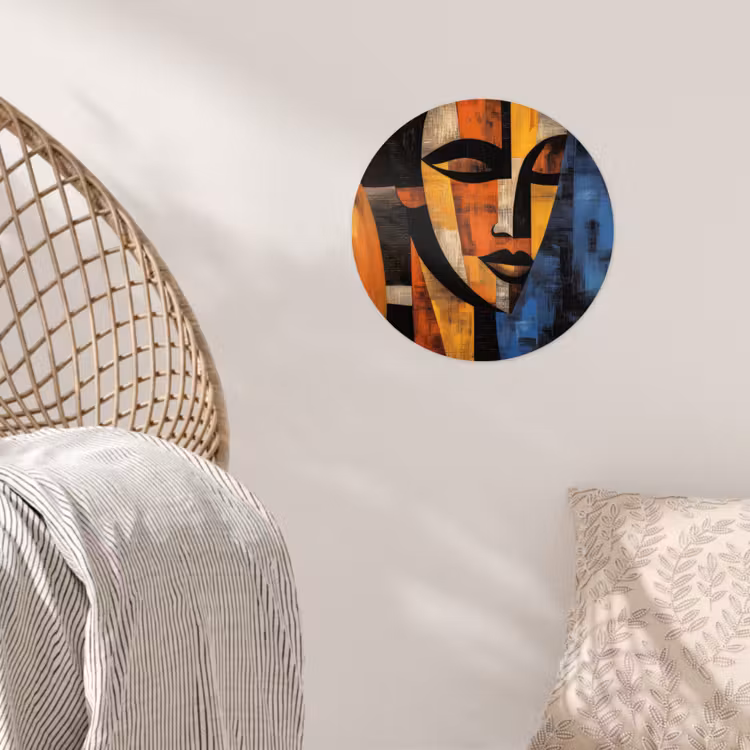 Abstract - Portret - Kleurvakken Wandcirkel behangsticker klein -sfeer4
