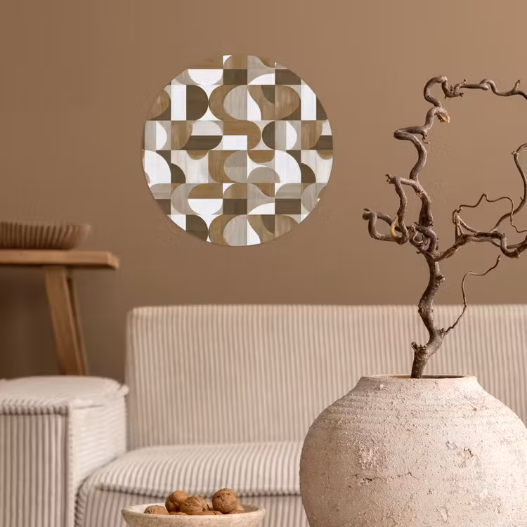 Abstract - Retro - Bruin Wandcirkel behangsticker klein 186 -sfeer1