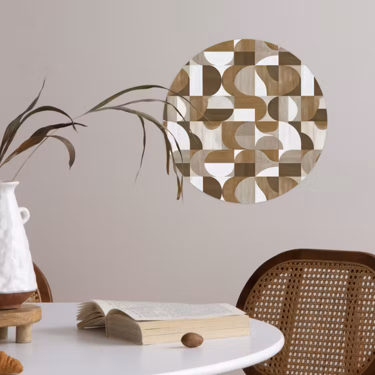 Abstract - Retro - Bruin Wandcirkel behangsticker klein 186 -sfeer3