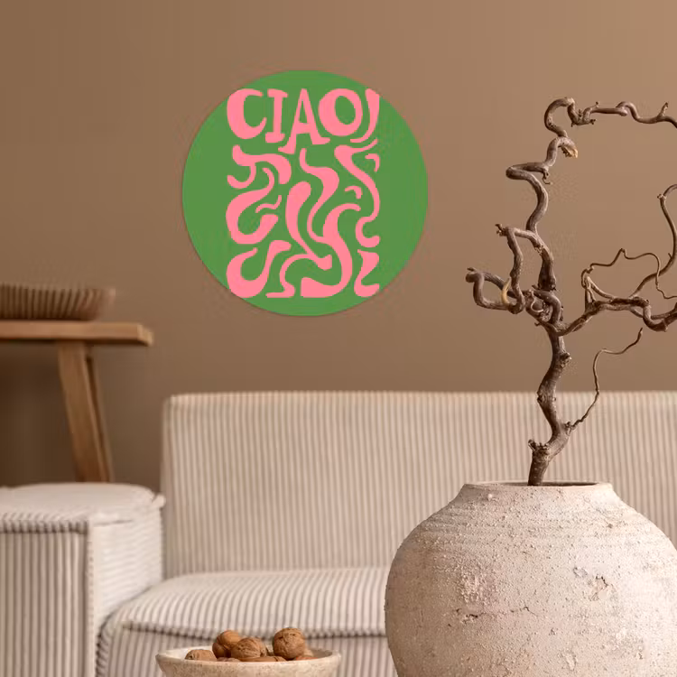 Abstract - Roze - Ciao - Vormen Wandcirkel behangsticker klein -sfeer1
