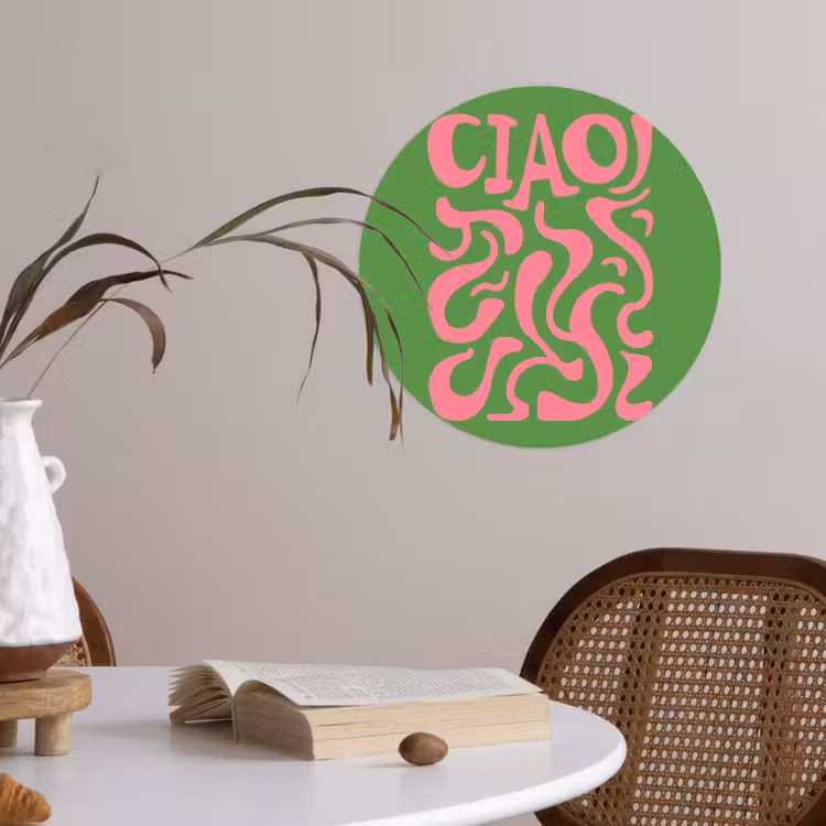 Abstract - Roze - Ciao - Vormen Wandcirkel behangsticker klein -sfeer3