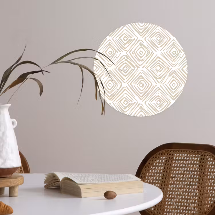 Abstract - Ruit - Beige Wandcirkel behangsticker klein 186 -sfeer3