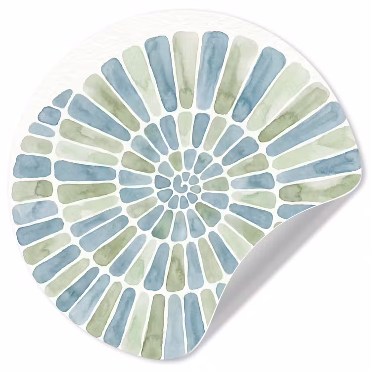 Abstract - Spiraal - Patroon - Modern - Blauw-Groen Wandcirkel behangsticker klein -3d
