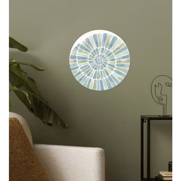 Abstract - Spiraal - Patroon - Modern - Blauw-Groen Wandcirkel behangsticker klein -sfeer2