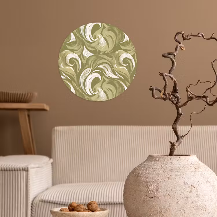 Abstract - Textuur - Groen Wandcirkel behangsticker klein 186 -sfeer1