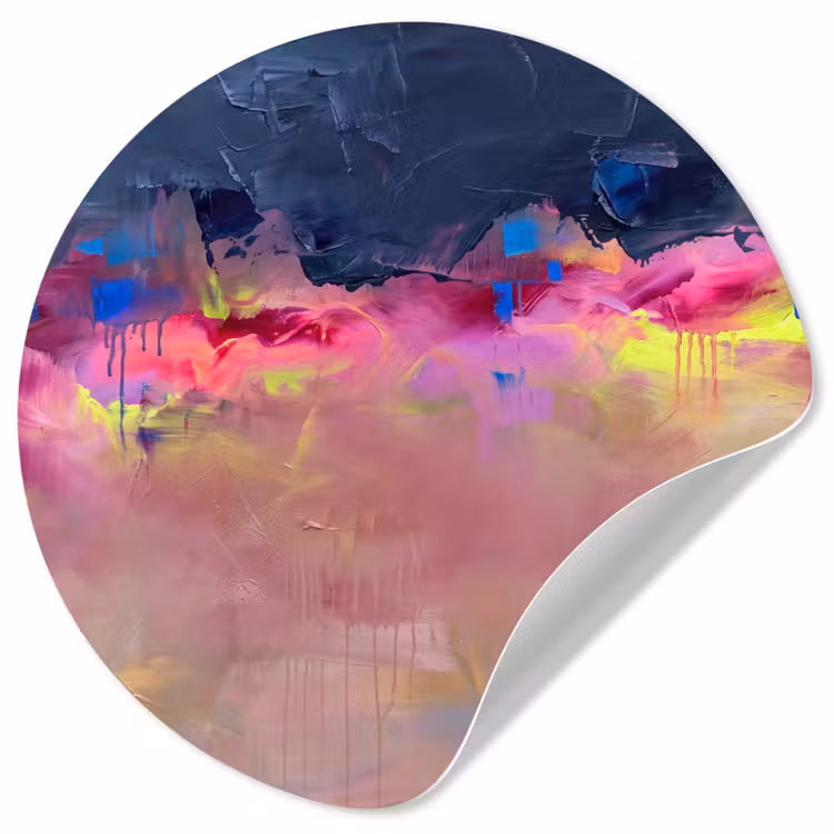 Abstract - Textuur - Kleuren - Modern - Roze Wandcirkel behangsticker klein -3d