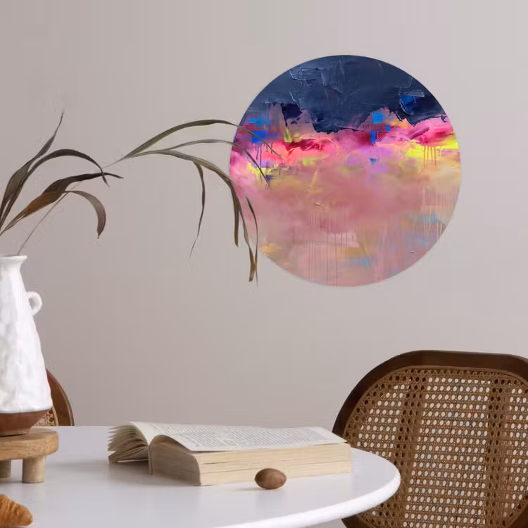 Abstract - Textuur - Kleuren - Modern - Roze Wandcirkel behangsticker klein -sfeer3