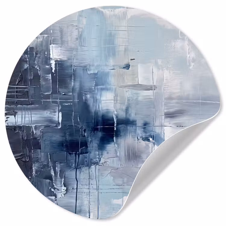 Abstract - Textuur - Kunst - Modern - Blauw Wandcirkel behangsticker klein -3d