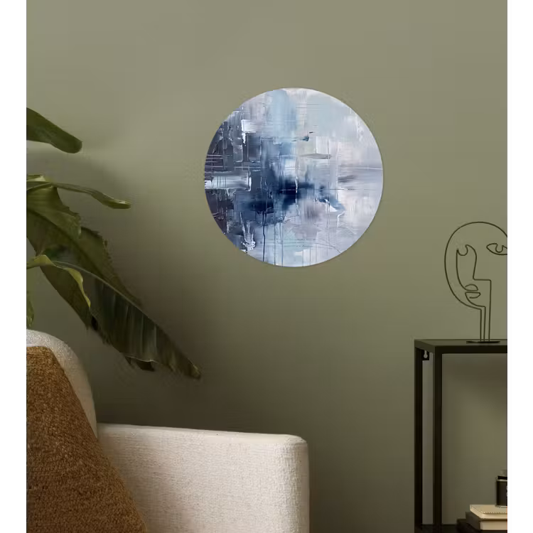 Abstract - Textuur - Kunst - Modern - Blauw Wandcirkel behangsticker klein -sfeer2