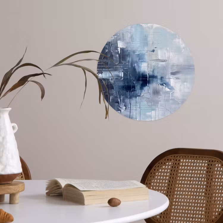 Abstract - Textuur - Kunst - Modern - Blauw Wandcirkel behangsticker klein -sfeer3