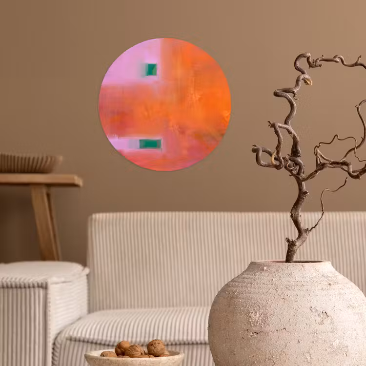 Abstract - Vlakken - Kunst - Modern - Oranje Wandcirkel behangsticker klein -sfeer1