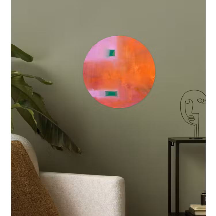 Abstract - Vlakken - Kunst - Modern - Oranje Wandcirkel behangsticker klein -sfeer2