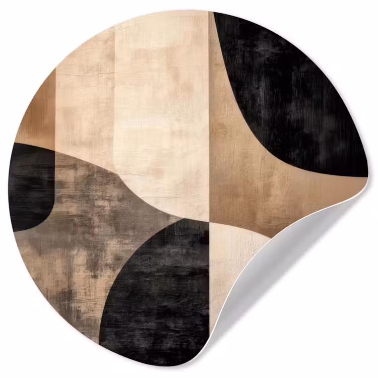 Abstract - Vlakken - Zwart - Rond Wandcirkel behangsticker klein -3d