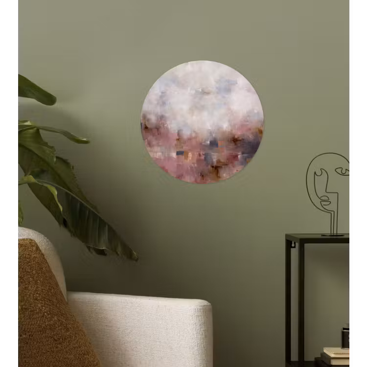 Abstract - Vloeiend - Kunst - Modern - Beige Wandcirkel behangsticker klein -sfeer2