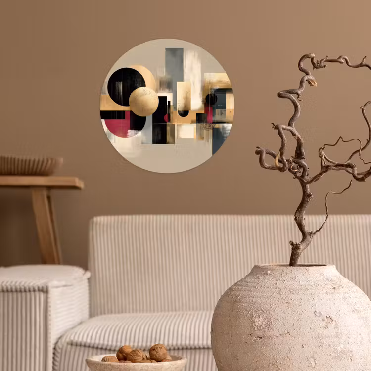 Abstract - Vormen - Beige - Texturen Wandcirkel behangsticker klein -sfeer1