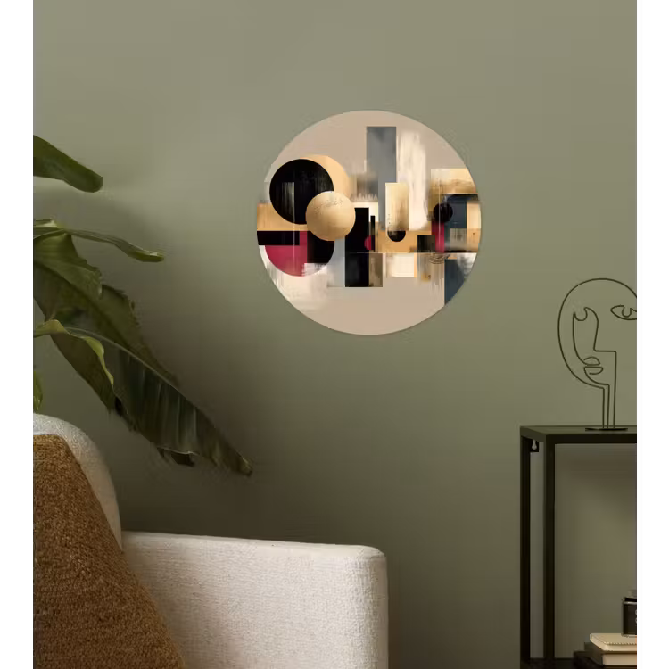 Abstract - Vormen - Beige - Texturen Wandcirkel behangsticker klein -sfeer2