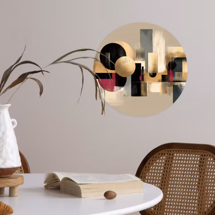Abstract - Vormen - Beige - Texturen Wandcirkel behangsticker klein -sfeer3