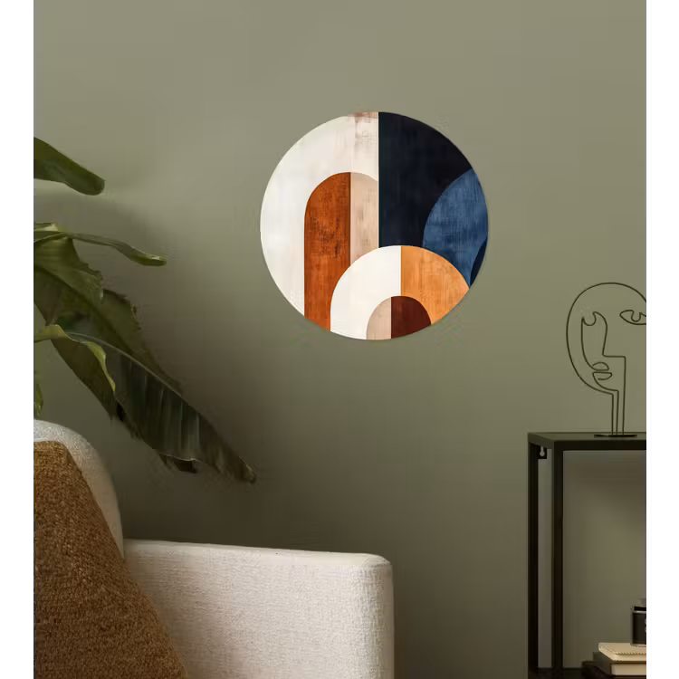 Abstract - Vormen - Donkerblauw Wandcirkel behangsticker klein -sfeer2