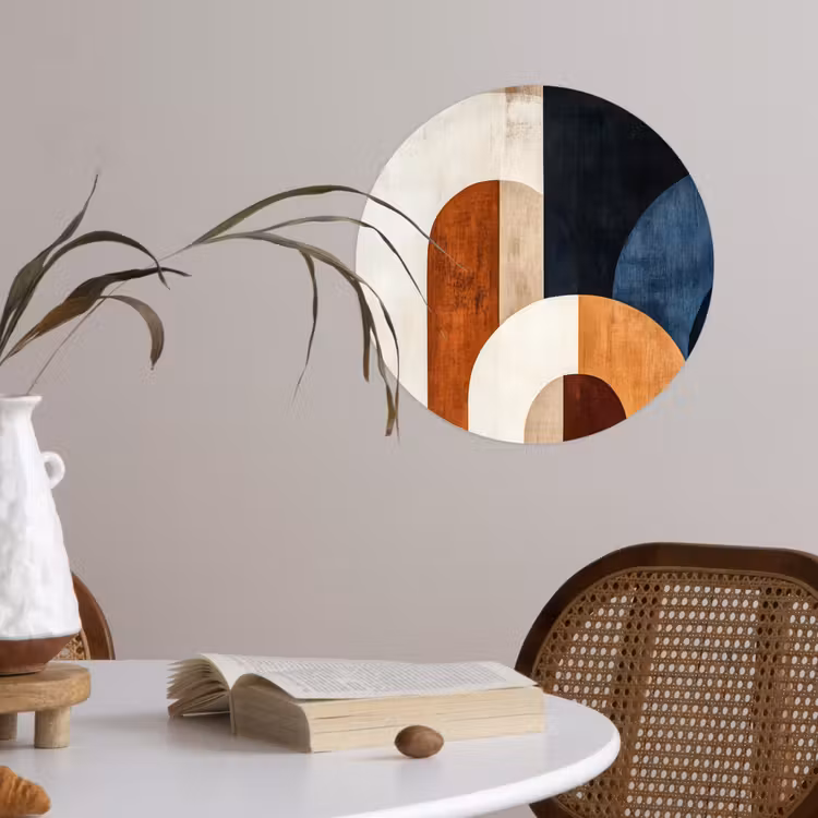 Abstract - Vormen - Donkerblauw Wandcirkel behangsticker klein -sfeer3