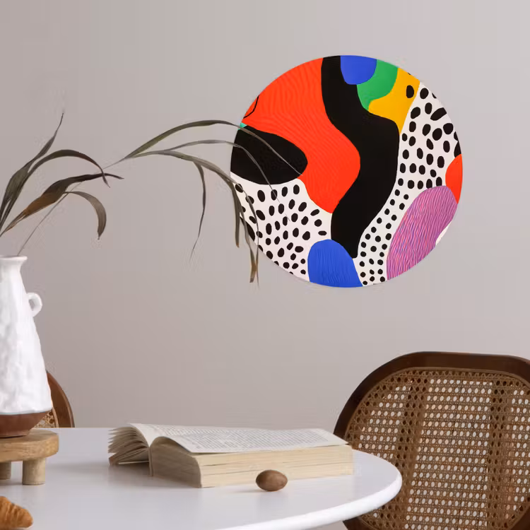 Abstract - Vormen - Kleuren - Stippen Wandcirkel behangsticker klein -sfeer3