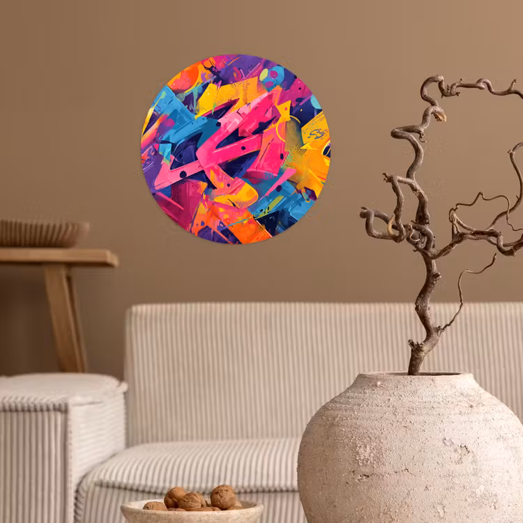 Abstract - Vormen - Kleurrijk Wandcirkel behangsticker klein -sfeer1