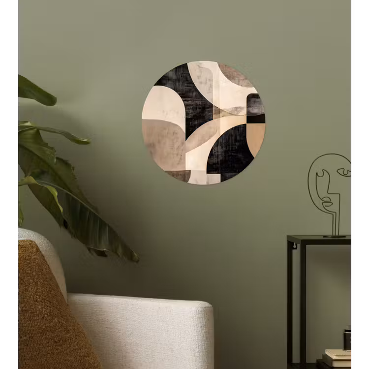 Abstract - Vormen - Modern - Beige Wandcirkel behangsticker klein -sfeer2