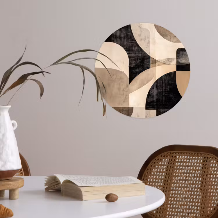 Abstract - Vormen - Modern - Beige Wandcirkel behangsticker klein -sfeer3