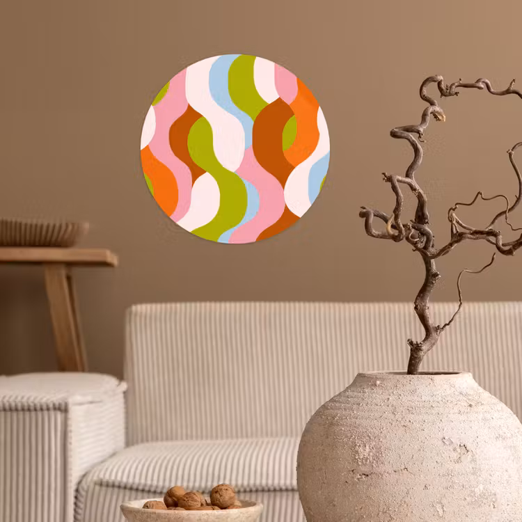 Abstract - Vormen - Roze Wandcirkel behangsticker klein -sfeer1