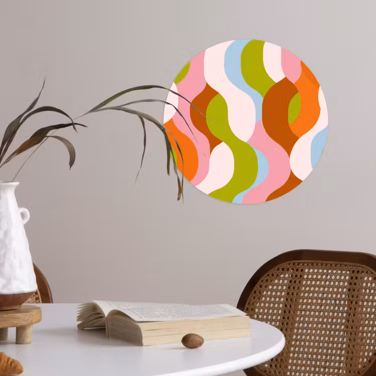 Abstract - Vormen - Roze Wandcirkel behangsticker klein -sfeer3
